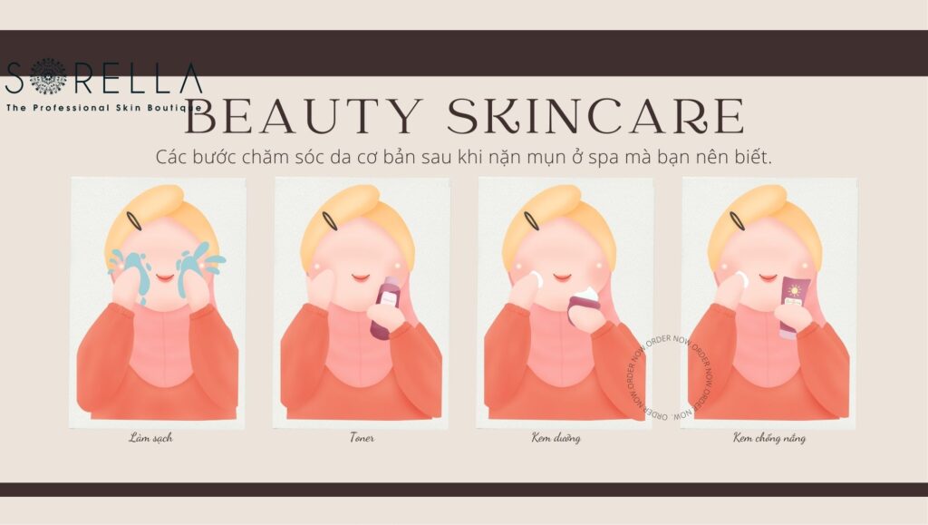 cách chăm sóc da sau khi nặn mụn ở spa