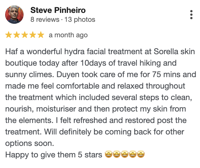 Google review from a Sorella client