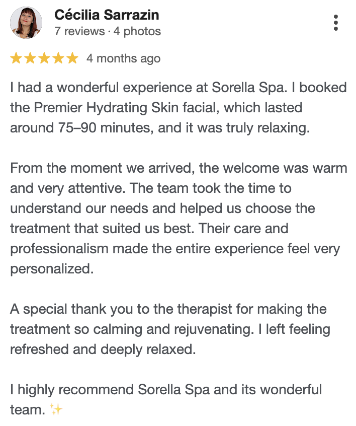Google review from a Sorella client