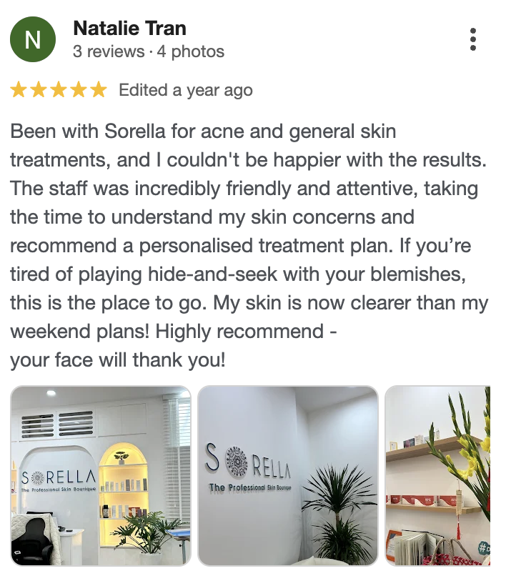 Google review from a Sorella client