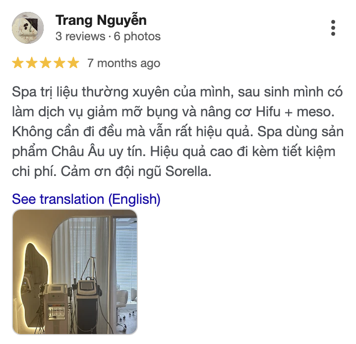 Google review from a Sorella client