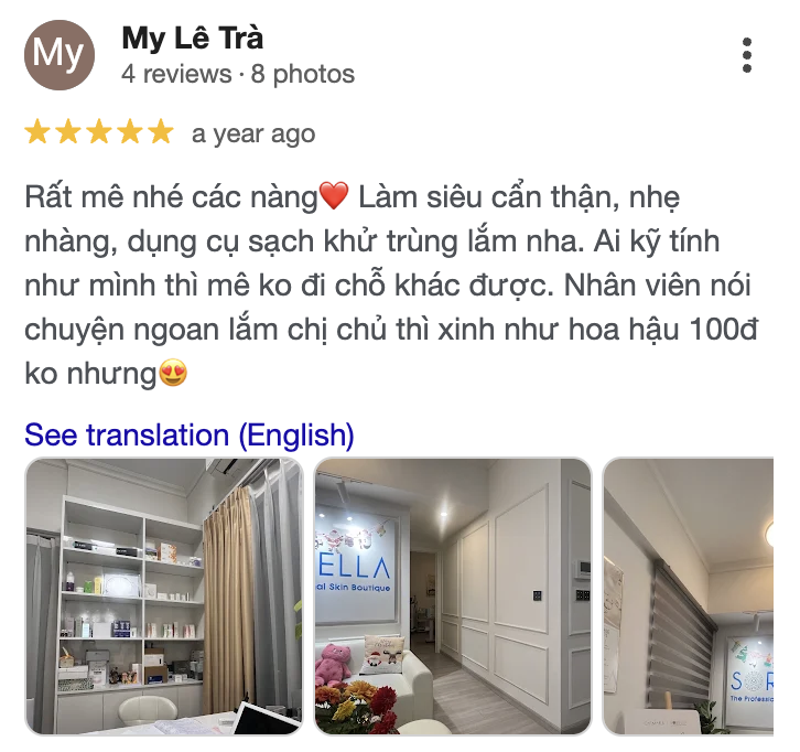 Google review from a Sorella client