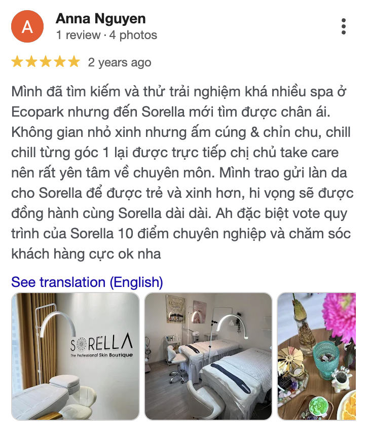 Google review from a Sorella client