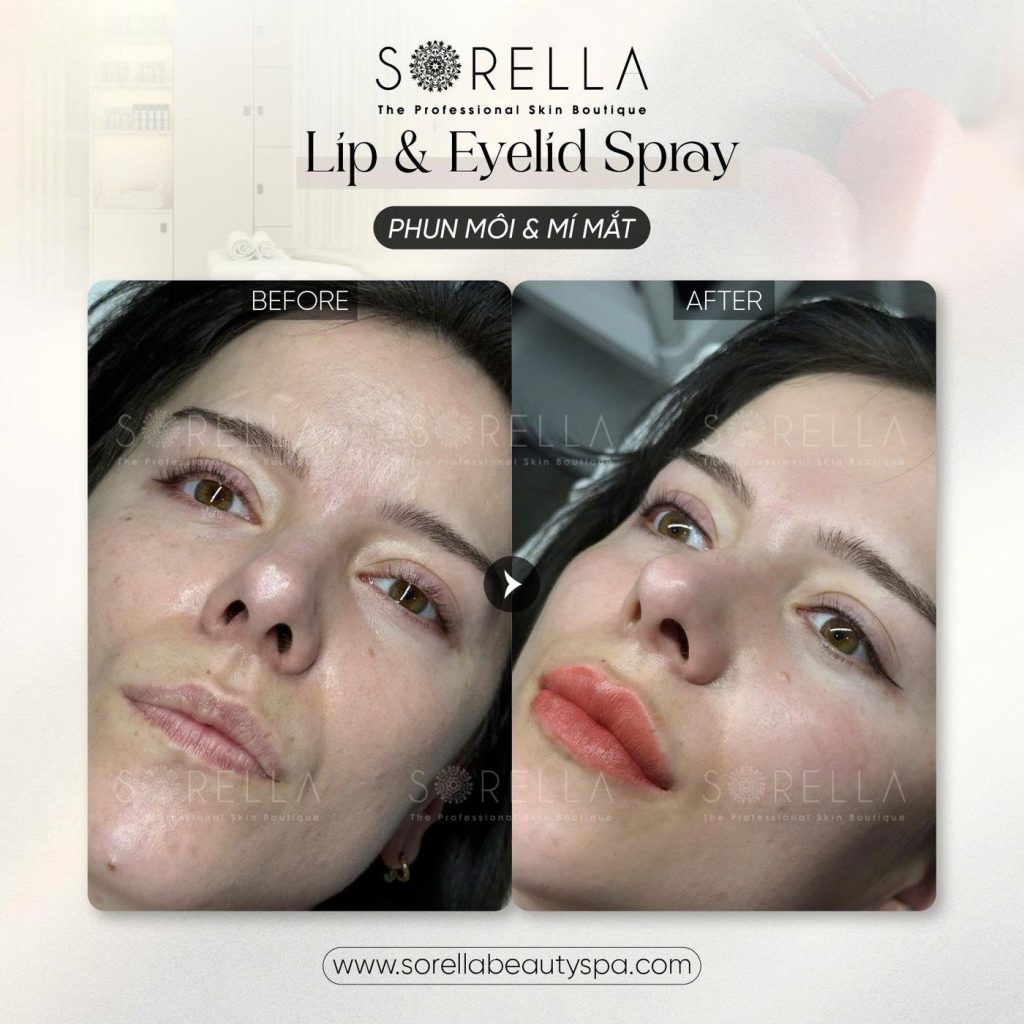 Before and after: Lip & Eyelid Spray at Sorella